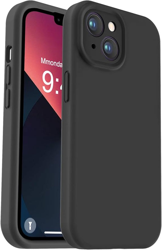 Vooii Compatible with iPhone 13 Case, Liquid Silicone Upgrade [Camera Protection] [Soft Anti-Scratch Microfiber Lining] Shockproof Phone Case for iPhone 13 6.1 inch - Black