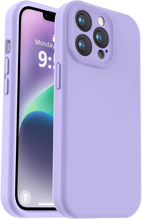 Vooii Compatible with iPhone 13 Pro Case, Liquid Silicone Upgrade [Camera Protection] [Soft Anti-Scratch Microfiber Lining] Shockproof Phone Case for iPhone 13 Pro 6.1 inch - Light Purple