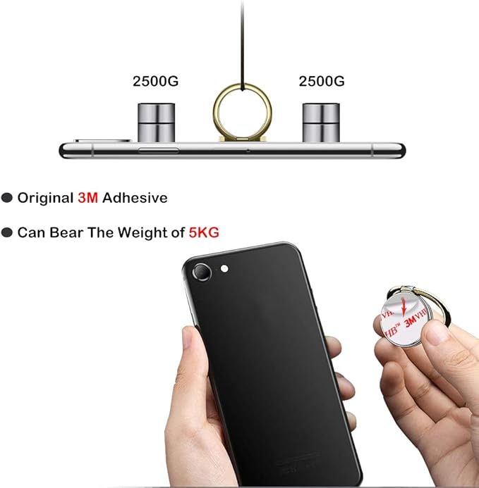 Cell Phone Ring Holder Stand, Cell Phone Grip Holder, Adhesive Phone Grip for Phones and Cases. (Glitter Gold)