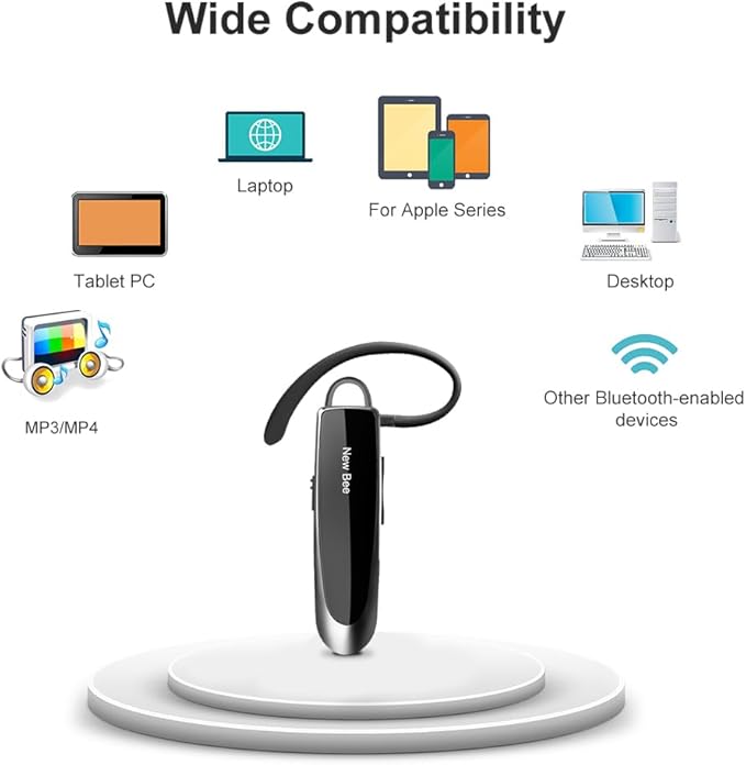 [2 Pack] Bluetooth Earpiece Wireless Handsfree Headset V5.0 24 Hrs Driving with Mic 60 Days Standby Bluetooth Headset for iPhone Android Samsung Driver