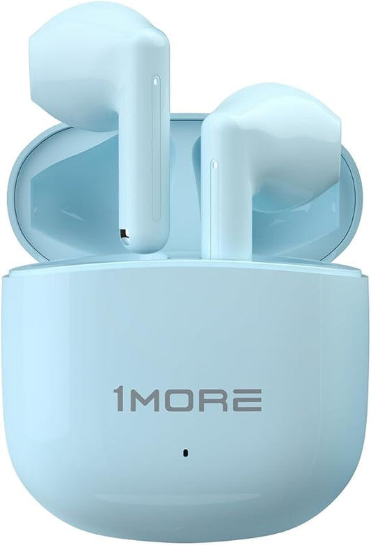 1MORE Q10 Wireless Ear Buds, Bluetooth 5.3 Half in-Ear Wireless Earbuds with Charging Case, Deep Bass Stereo Headphones, Dual Mics, 26H Playtime, one Step-Pairing, IPX4 Waterproof Earphones, Blue