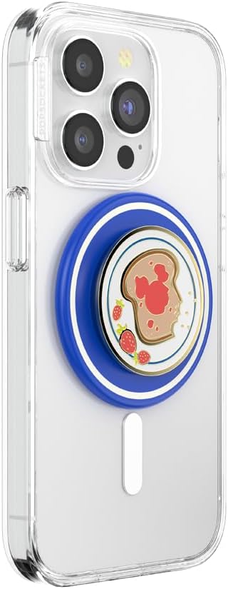 PopSockets Phone Grip for MagSafe with Kickstand, Magnetic Stand, Swappable Top, Secure Hold for iPhone MagSafe Cases, Phone & Tablet Grip, Disney - Enamel Mickey Toast
