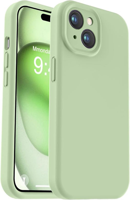 Vooii Compatible with iPhone 15 Case, Upgrade Defender Liquid Silicone, [Enhanced Camera Protection] [Soft Anti-Scratch Microfiber Lining] Shockproof Phone Case for iPhone 15 6.1 inch - Matcha