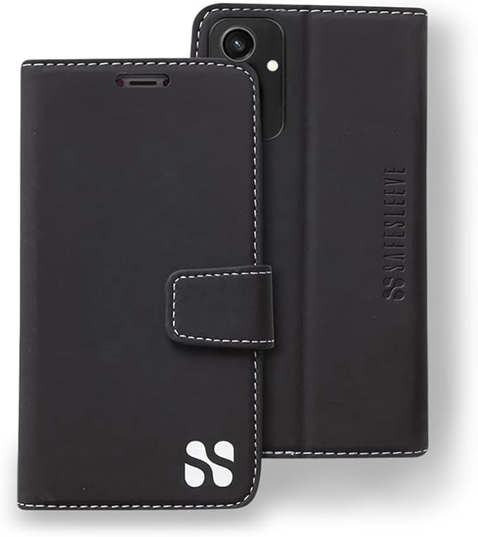 SafeSleeve EMF Protection Anti Radiation Samsung Galaxy Case: Galaxy S24 RFID EMF Blocking Wallet Cell Phone Case (Black)