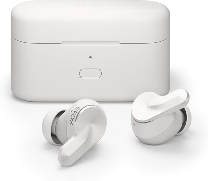 EPOS ADAPT E1 True Wireless Earbuds White - Hybrid ANC, Multi-Point Bluetooth, Microsoft Teams & Made for iPhone Certified, 50H Battery, Wireless Charging, Semi Open, USB C Dongle IPX5 Water Resistant