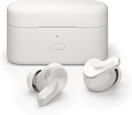 EPOS ADAPT E1 True Wireless Earbuds White - Hybrid ANC, Multi-Point Bluetooth, Microsoft Teams & Made for iPhone Certified, 50H Battery, Wireless Charging, Semi Open, USB C Dongle IPX5 Water Resistant
