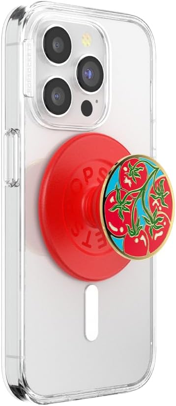 PopSockets Phone Grip for MagSafe with Kickstand, Magnetic Stand, Swappable Top, Secure Hold for iPhone MagSafe Cases, Phone & Tablet Grip - Enamel Tomato Rosso