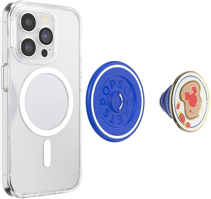 PopSockets Phone Grip for MagSafe with Kickstand, Magnetic Stand, Swappable Top, Secure Hold for iPhone MagSafe Cases, Phone & Tablet Grip, Disney - Enamel Mickey Toast