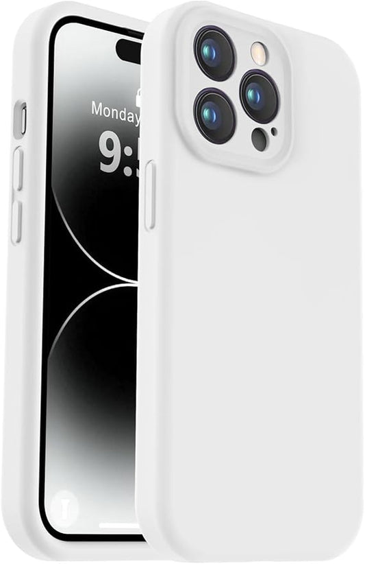 Vooii Compatible with iPhone 14 Pro Max Case, Liquid Silicone Upgrade [Camera Protection] [Soft Anti-Scratch Microfiber Lining] Shockproof Phone Case for iPhone 14 Pro Max 6.7 inch - White