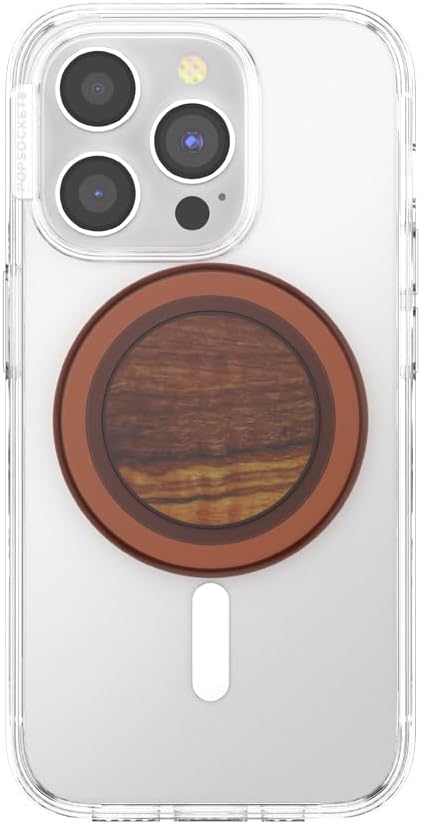 PopSockets Phone Grip for MagSafe with Kickstand, Magnetic Stand, Swappable Top, Secure Hold for iPhone MagSafe Cases, Phone & Tablet Grip - Wood Res-Olive Wood