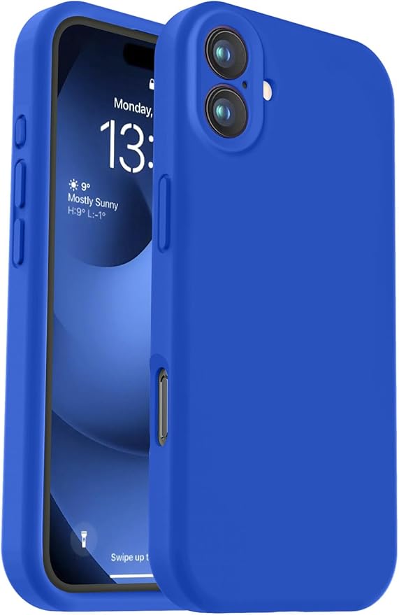 Vooii Compatible with iPhone 16 Plus Case, Liquid Silicone Upgrade [Camera Protection] [Soft Anti-Scratch Microfiber Lining] Shockproof Phone Case for iPhone 16 Plus 6.7 inch - Klein Blue