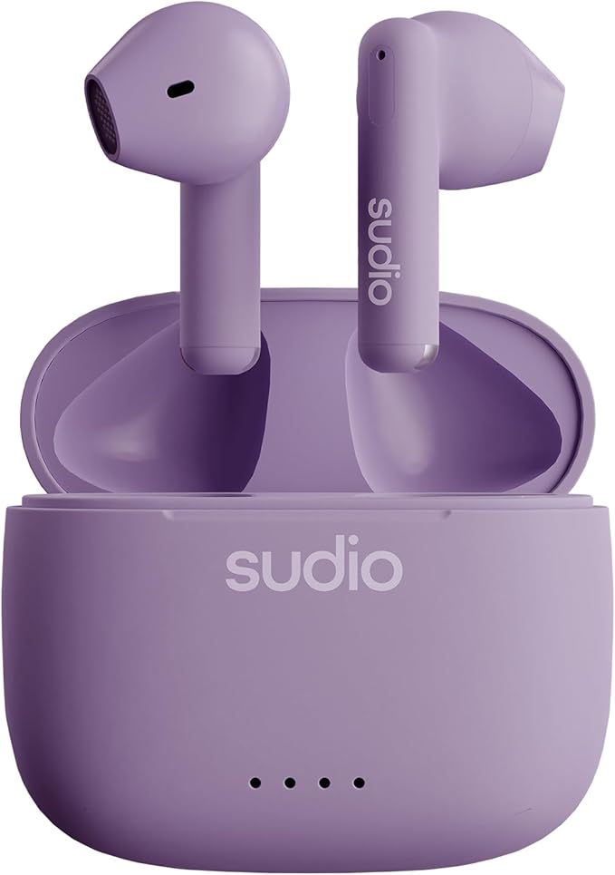 Sudio A1 True Wireless Earbuds, Bluetooth Earbuds 5.3, Noise Cancelling Earbuds, Waterproof Earbuds, Touch Control, Wireless Earphones with Charging Case, Perfect for Premium Sound Quality (Purple)