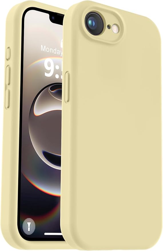 Vooii Compatible with iPhone 16e Case, Liquid Silicone Upgrade [Camera Protection] [Soft Anti-Scratch Microfiber Lining] Shockproof Phone Case for iPhone 16e 6.1 inch - Creamy Yellow