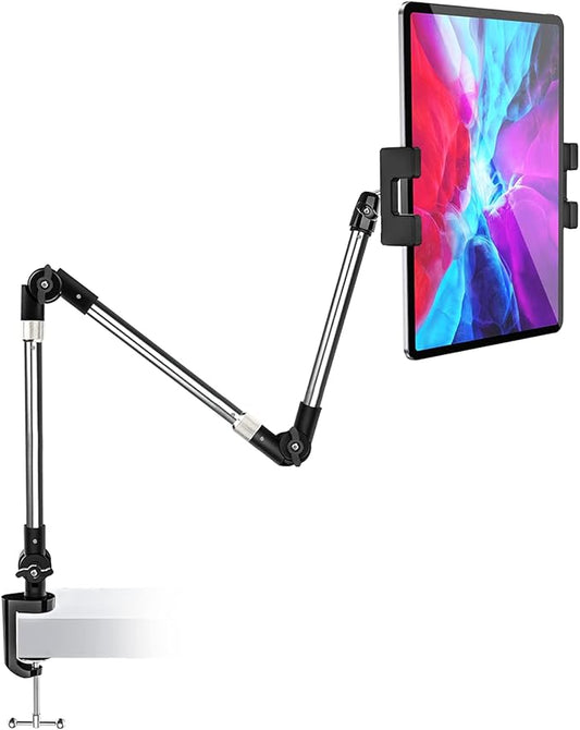 woleyi Adjustable Tablet Mount Holder, 35" Desk/Bed Clamp Phone iPad Stand with Foldable 360° Swivel Arm for iPad Pro 12.9 Air Mini, iPhone, Galaxy Tabs, Nintendo Switch, 4-13" Cell Phones and Tablets