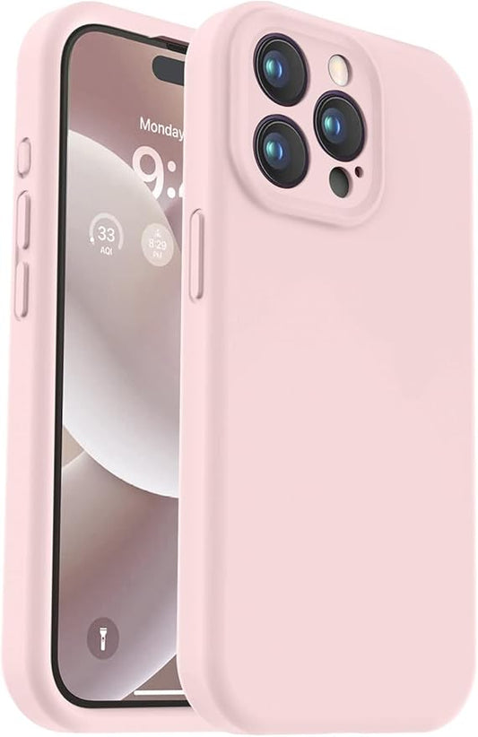 Vooii Compatible with iPhone 15 Pro Max Case, Upgraded Premium Silicone, [Camera Protection] [Soft Anti-Scratch Microfiber Lining] Shockproof Phone Case for iPhone 15 Pro Max 6.7 inch - Chalk Pink