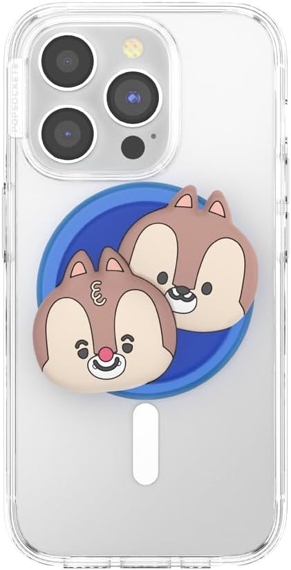 PopSockets Phone Grip for MagSafe with Kickstand, Magnetic Stand, Swappable Top, Secure Hold for iPhone MagSafe Cases, Phone & Tablet Grip, Cute PopSockets, Disney - Kawaii Chip 'n Dale