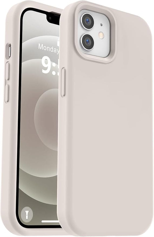 Vooii Compatible with iPhone 12 Case/iPhone 12 Pro Case, Liquid Silicone Upgrade [Soft Anti-Scratch Microfiber Lining] [Shockproof Drop Protection] Phone Case 6.1 inch - Stone