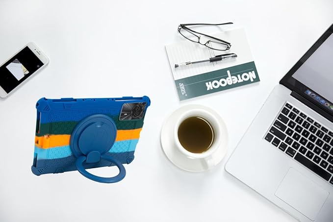 Tablet Case for 11 inch Teclast T50HD Soft Anti-Stress Silicone Case with 360° Rotate Stand/Pencil Holder/Shoulder Strap/Pen for Teclast/Lenovo/TCL/Huawei 11 inch (Colorful Blue)