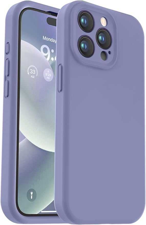 Vooii Compatible with iPhone 15 Pro Case, Upgrade Liquid Silicone, [Enhanced Camera Protection] [Soft Anti-Scratch Microfiber Lining] Shockproof Phone Case for iPhone 15 Pro 6.1 inch - Lavender Grey