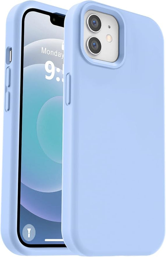 Vooii Compatible with iPhone 12 Case/iPhone 12 Pro Case, Liquid Silicone Upgrade [Soft Anti-Scratch Microfiber Lining] [Shockproof Drop Protection] Phone Case 6.1 inch - Light Blue