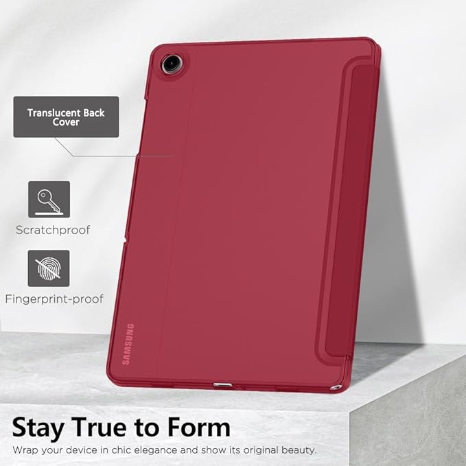 MoKo Case for Galaxy Tab A9+/A9 Plus 11 inch 2023, Slim Stand Protective Smart Cover with Hard PC Translucent Back Shell for Tab A9 Plus Tablet (SM-X210/X216/X218), Auto Wake/Sleep, Wine Red