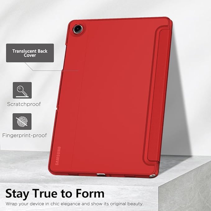 MoKo Case for Galaxy Tab A9+/A9 Plus 11 inch 2023, Slim Stand Protective Smart Cover with Hard PC Translucent Back Shell for Tab A9 Plus Tablet (SM-X210/X216/X218), Auto Wake/Sleep, Red