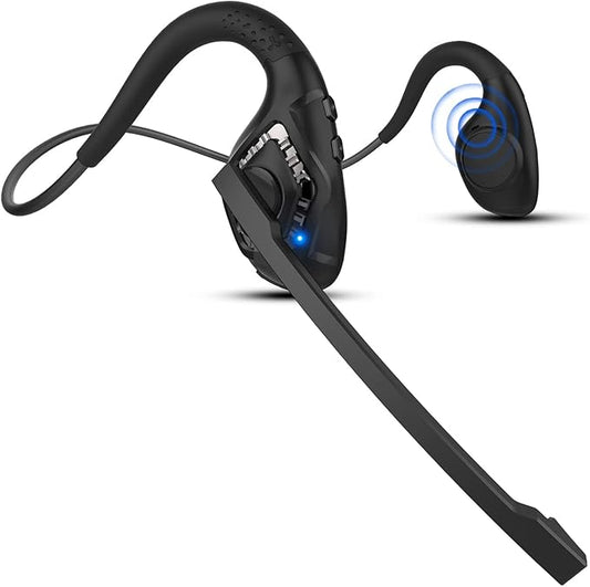 iDIGMALL Bluetooth 5.3 Headset with Microphone, Open Ear Headphones w/Noise Cancelling Mic for Phone PC Computer Laptop, Lightweight & Comfortable Wireless Headset for Office Driving Working Home,10H