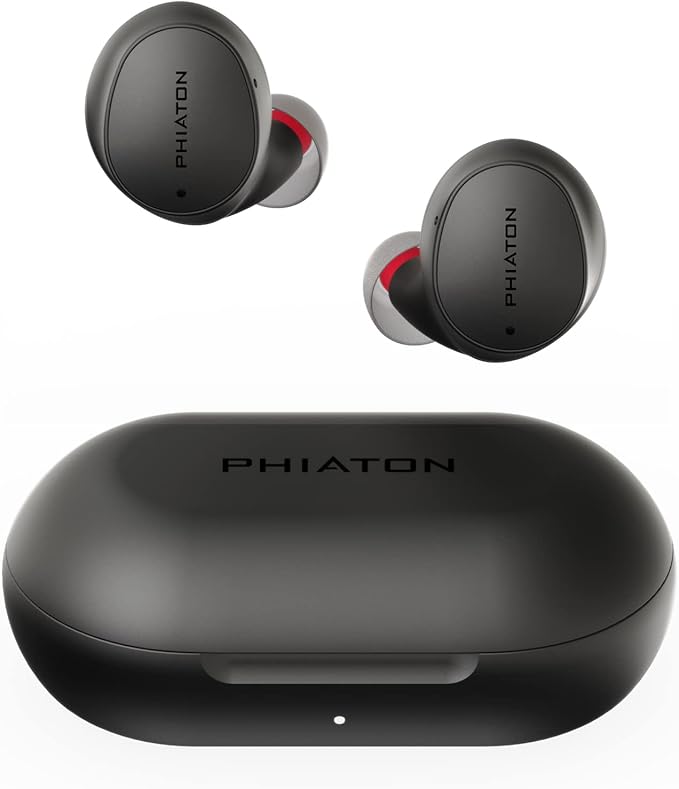 Phiaton Bonobuds Lite True Wireless Earbuds with Clear Voice by Intelligo and Ambient Mode | Bluetooth Earphones with 11 Hour Playtime, Space Black
