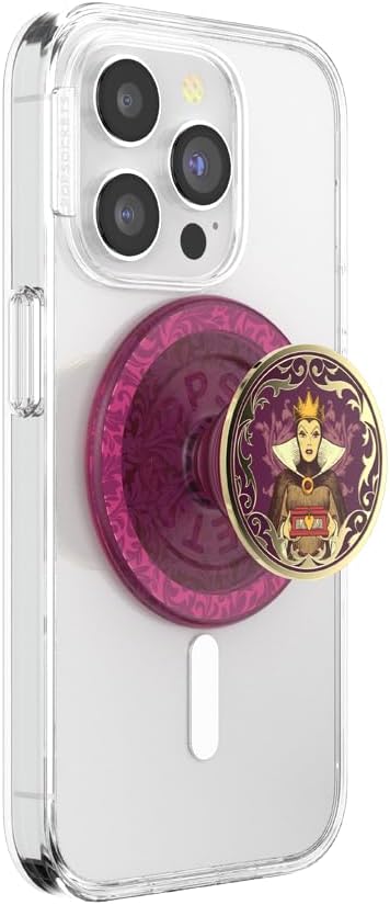 PopSockets Phone Grip for MagSafe with Kickstand, Magnetic Stand, Swappable Top, Secure Hold for iPhone MagSafe Cases, Phone & Tablet Grip, Disney - Enamel Essence of Evil Queen