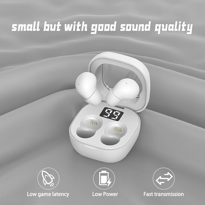 Invisible Mini Earbuds for Work and Sleep, Best for Small Ear Canals, Bluetooth 5.3, 24 Hours Battery Life (White)