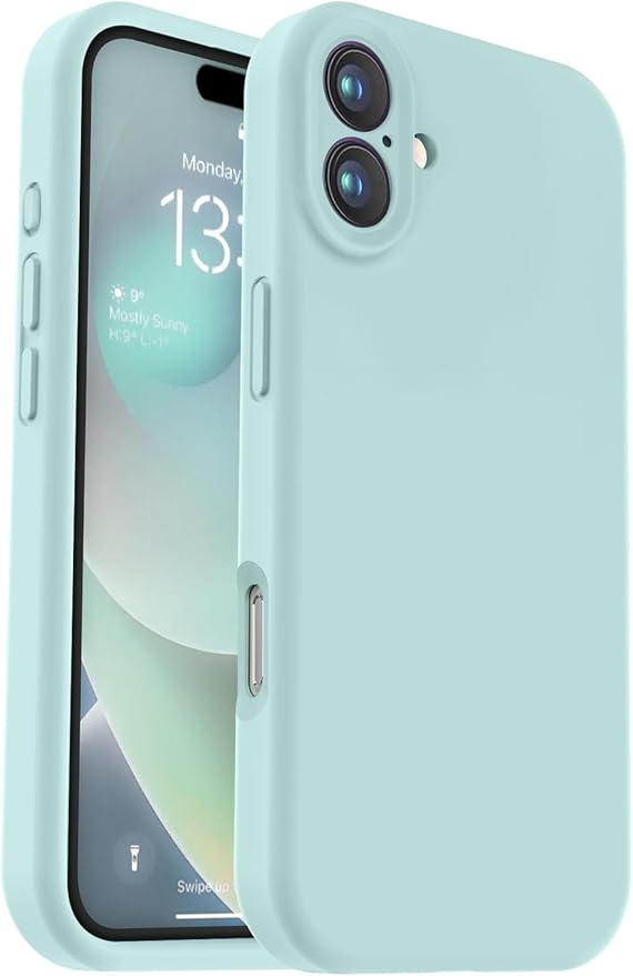 Vooii Compatible with iPhone 16 Plus Case, Liquid Silicone Upgrade [Camera Protection] [Soft Anti-Scratch Microfiber Lining] Shockproof Phone Case for iPhone 16 Plus 6.7 inch - Mint