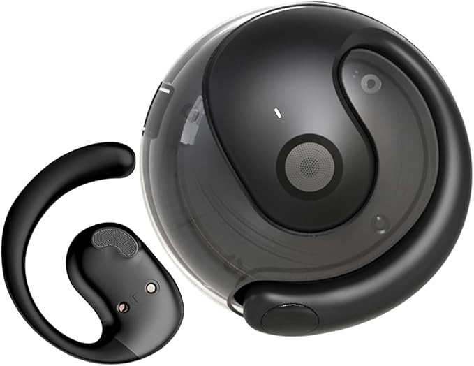 Open Ear Headphones Wireless Bluetooth 5.4, OWS Hanging Earphones Wireless Earbuds with Earhooks and Mic, IPX5 Waterproof, 48H Range, Out of Ear Earbuds for Sports Running Workout Driving(Black)
