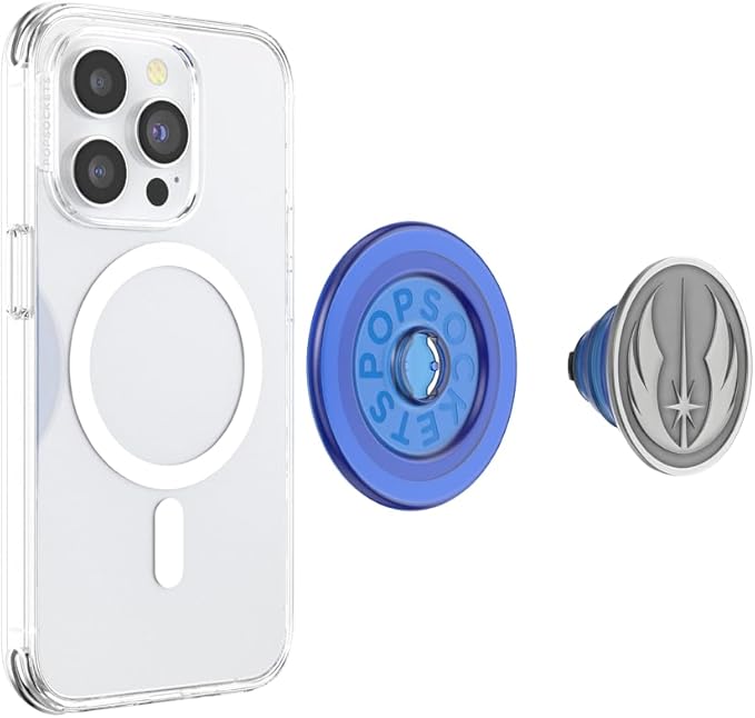 PopSockets Phone Grip for MagSafe with Kickstand, Magnetic Stand, Swappable Top, Secure Hold for iPhone MagSafe Cases, Phone & Tablet Grip, Starwars - Enamel Jedi Icon