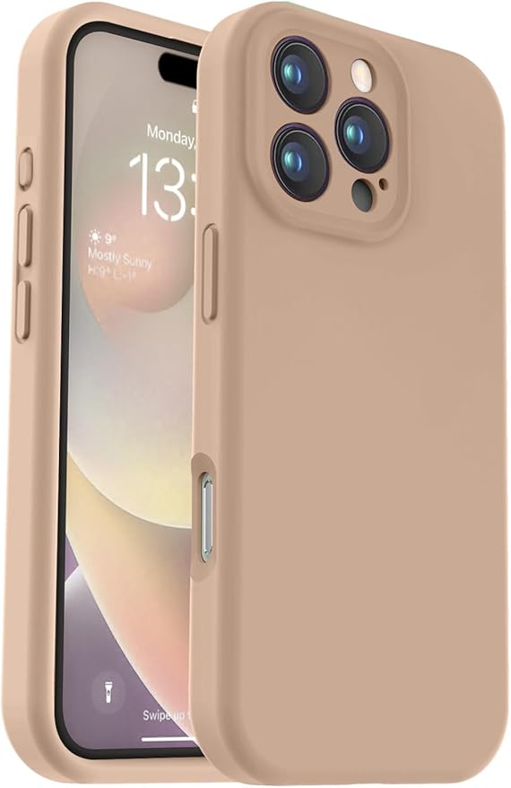 Vooii Compatible with iPhone 16 Pro Max Case, Liquid Silicone Upgrade [Camera Protection] [Soft Anti-Scratch Microfiber Lining] Shockproof Phone Case for iPhone 16 Pro Max 6.9 inch - Light Brown