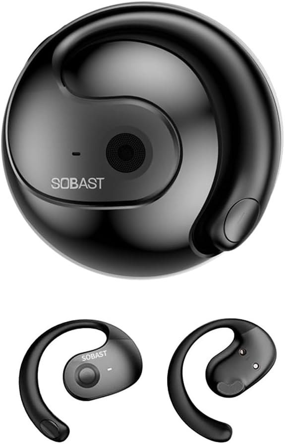 Open Ear Wireless Hanging Earbuds, Ideal for Workout, Non - in - Ear Design with Wireless Connectivity, Sports - Oriented with Ultra - Long Battery Life, Spherical Shape, Black