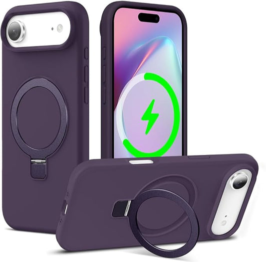 ZHK Liquid Silicone Designed for iPhone Air Case with Magnet Stand, [Precise Camera Lens Protection][Mil-Grade Drop Shockproof][Soft Anti-Scratch Microfiber Lining] Slim Fit Cover, Purple