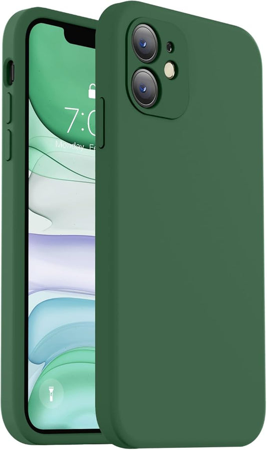Vooii Compatible with iPhone 11 Case, Upgraded Liquid Silicone with [Flat Edges] [Camera Protection] [Soft Anti-Scratch Microfiber Lining] Phone Case for iPhone 11 6.1 inch - Green
