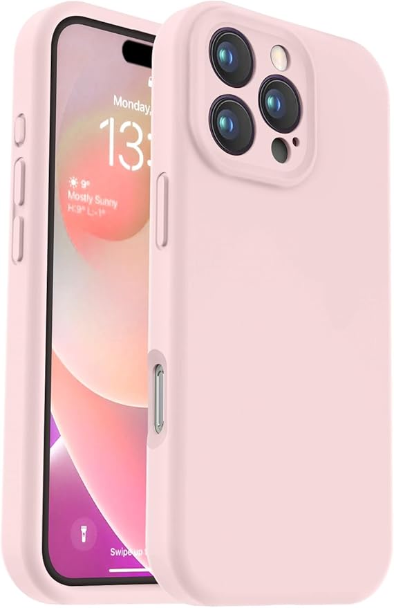 Vooii Compatible with iPhone 16 Pro Max Case, Liquid Silicone Upgrade [Camera Protection] [Soft Anti-Scratch Microfiber Lining] Shockproof Phone Case for iPhone 16 Pro Max 6.9 inch - Chalk Pink