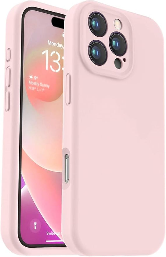 Vooii Compatible with iPhone 16 Pro Case, Liquid Silicone Upgrade [Camera Protection] [Soft Anti-Scratch Microfiber Lining] Shockproof Phone Case for iPhone 16 Pro 6.3 inch - Chalk Pink