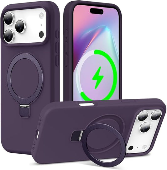 ZHK Liquid Silicone Designed for iPhone 17 Pro Max Case with Magnet Stand, [Precise Camera Lens Protection][Mil-Grade Drop Shockproof][Soft Anti-Scratch Microfiber Lining] Slim Fit Cover, Purple