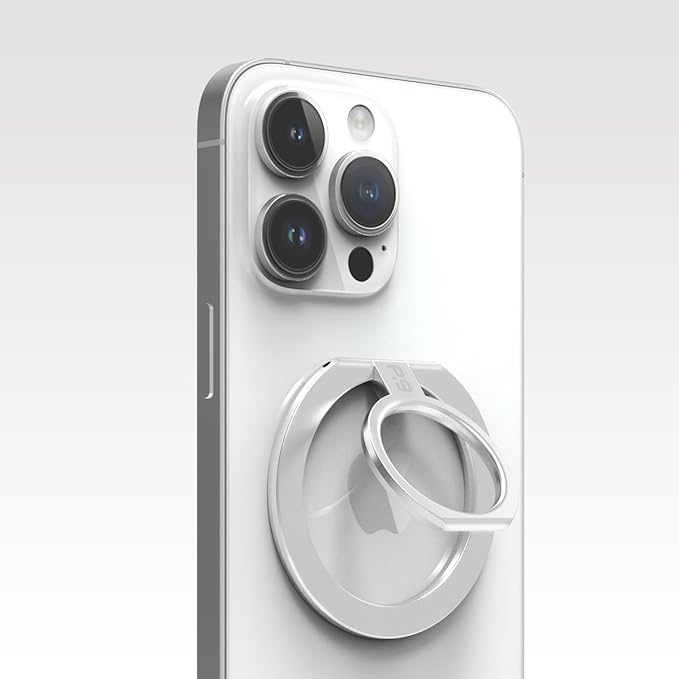 PureGear Magnetic Phone Grip Ring Stand, Magnetic Phone Ring Holder for MagSafe iPhone 16, 16 Pro, 16 Plus, 16 Pro Max, 15, 15 Plus, 14, 14 Pro, 14 Pro Max, 13, 12 Adjustable Kickstand(Brushed Silver)