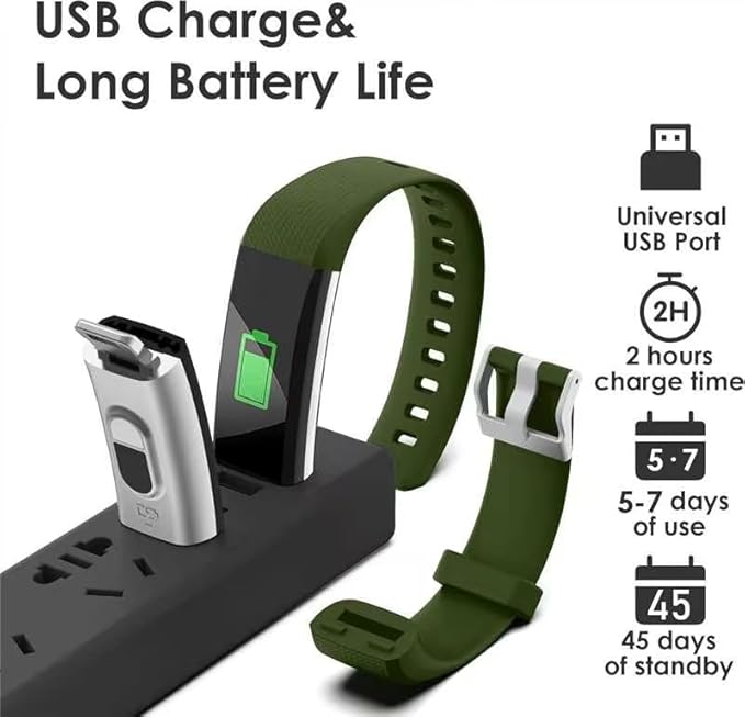 Fitness Tracker for Men and Women,Fitness Watch Waterproof with Activity Tracker and Sleep Monitor,Smart Watch for Android and iOS Phones (Olive)…