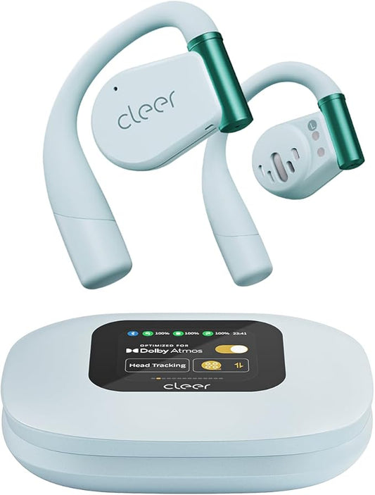 Cleer ARC 3 Open Ear Headphones - Dolby Audio, Snapdragon Sound True Wireless Earbuds, 50Hr Battery, Bluetooth 5.4, IPX 7, Multi-Point, Smart Controls, Wireless Charging Smart Case, Comfort Fit, Blue