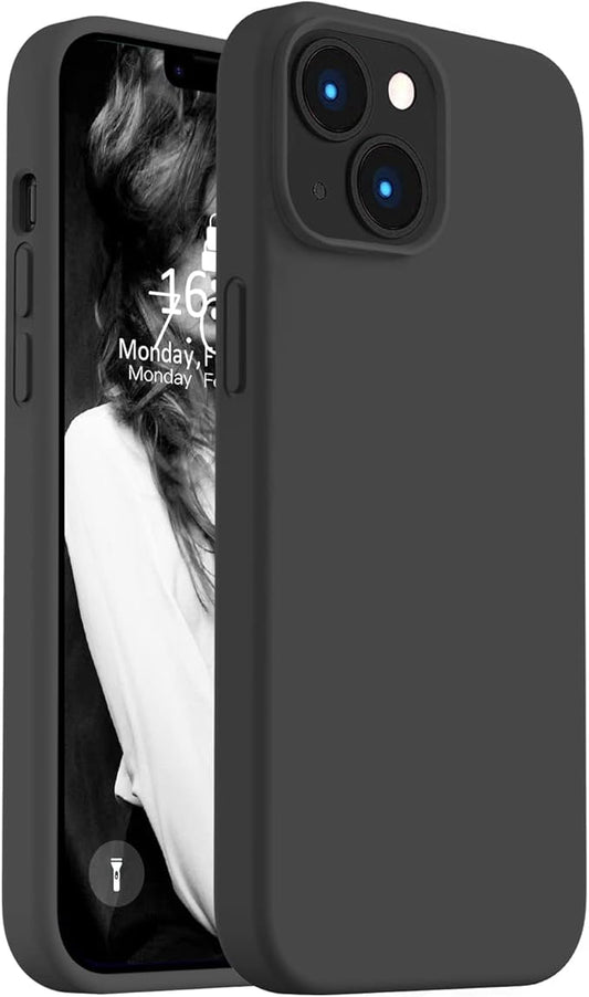 Vooii Compatible with iPhone 14 Case,[Silky Touch Premium Liquid Silicone] [Soft Anti-Scratch Microfiber Lining], Ultra Slim Shockproof Protective Case for iPhone 14 - Black