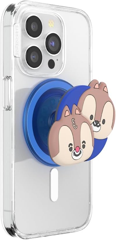PopSockets Phone Grip for MagSafe with Kickstand, Magnetic Stand, Swappable Top, Secure Hold for iPhone MagSafe Cases, Phone & Tablet Grip, Cute PopSockets, Disney - Kawaii Chip 'n Dale