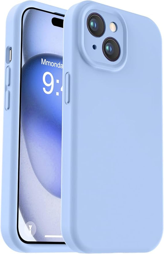 Vooii Compatible with iPhone 15 Plus Case, Upgrade Liquid Silicone [Enhanced Camera Protection] [Soft Anti-Scratch Microfiber Lining] Shockproof Phone Case for iPhone 15 Plus 6.7 inch - Light Blue