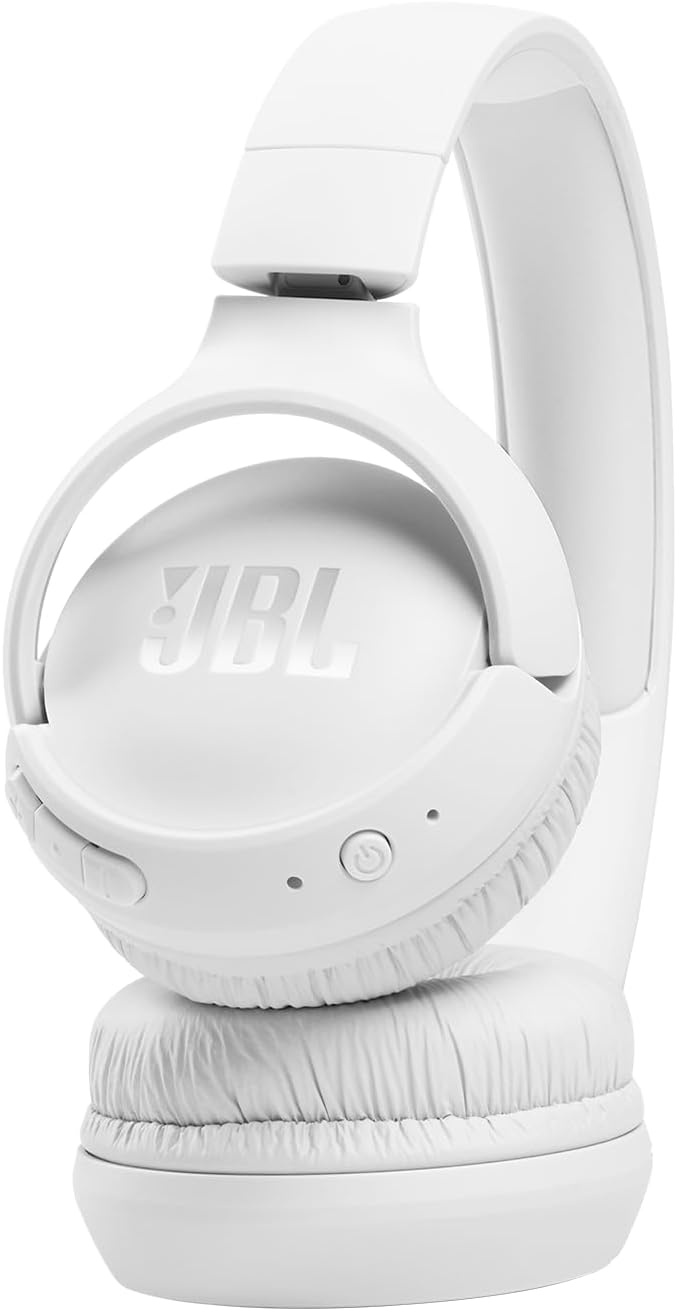 JBL Tune 510BT - Bluetooth headphones with up to 40 hours battery, microphone for call, foldable and comfortable, Android and iOs compatible (White)