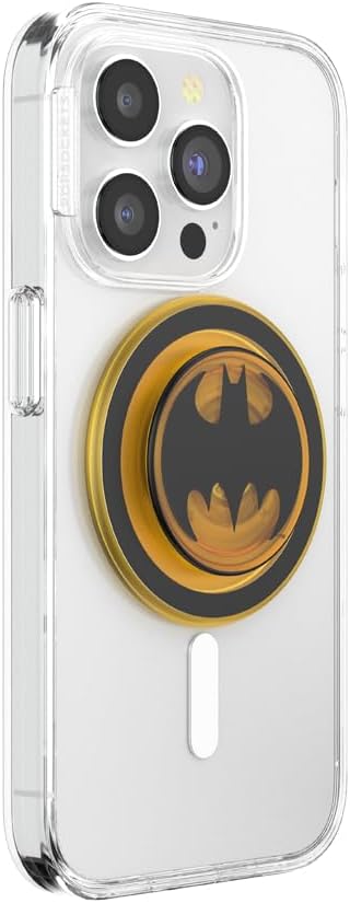 PopSockets Phone Grip for MagSafe with Kickstand, Magnetic Stand, Swappable Top, Secure Hold for iPhone MagSafe Cases, Phone & Tablet Grip, Batman - Translucent Bat Symbol