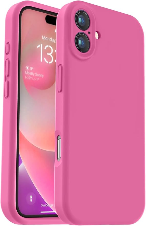 Vooii Compatible with iPhone 16 Case, Liquid Silicone Upgrade [Camera Protection] [Soft Anti-Scratch Microfiber Lining] Shockproof Phone Case for iPhone 16 6.1 inch - Pitaya