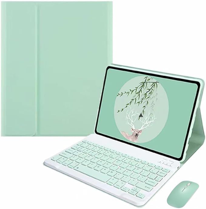Keyboard Case Mouse for Galaxy Tab A7 Lite 8.7 Inch SM-T220/T225/T227, Detachable Cute Color Keyboard Case with S Pen Holder，Mint Green